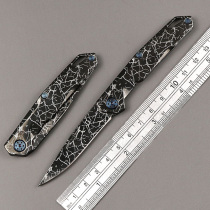 High hardness folding knife Stainless steel knife sharp vacuum titanium plated EDC pendant Fruit knife Portable self-defense knife