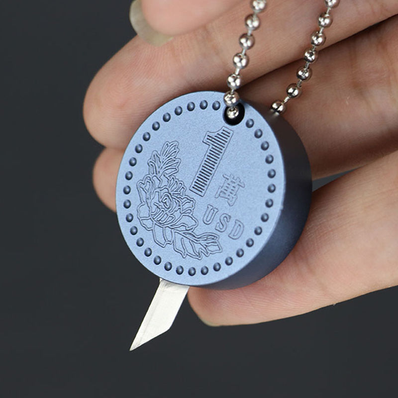 Mini knife outdoor multifunctional push-pull knife key chain pendant removal express knife edc portable coin knife