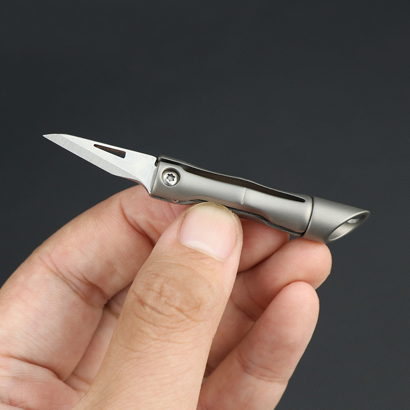 Mini-titanium alloy bamboo Festival small knife key buckle pendant creative open case knife with small knife sharp EDC small tool