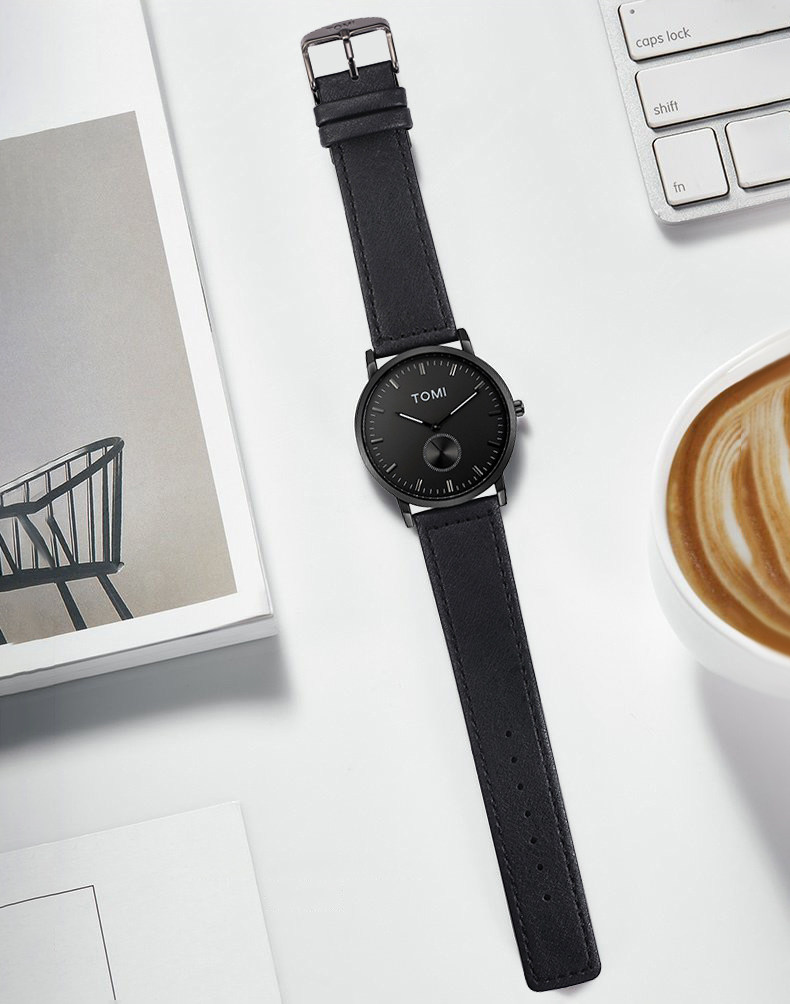 Quartz Watch For Men And Women With Leather Strap And Second Plate_voghion.com