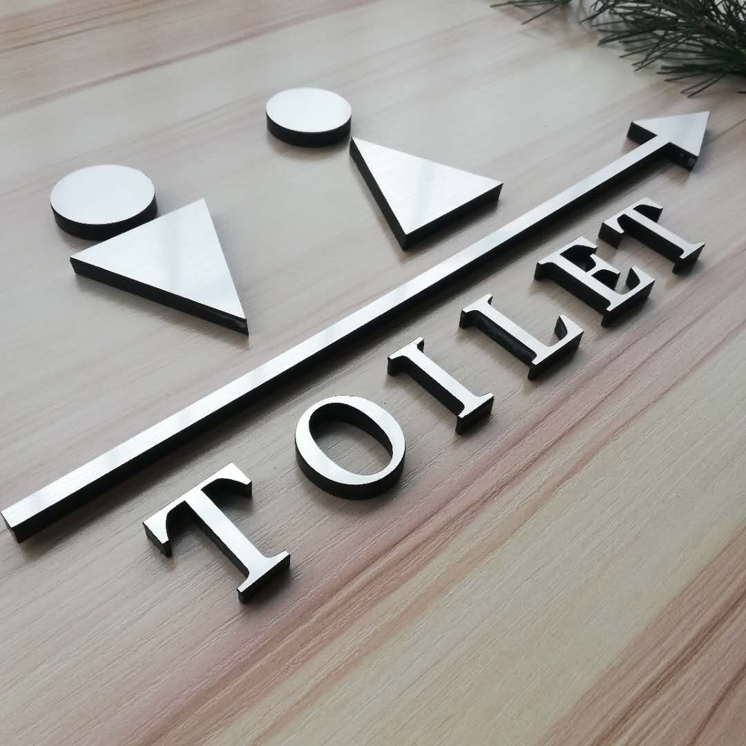 Imitation metal wire drawing men and women Bathroom Logo Creative Makeup room logo Makeup Room Signs Toilet Door Signs