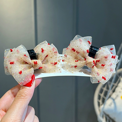 Двусторонная маленькая детская заколка-крабик с бантиком, аксессуар для волос, милая заколка для волос, челка