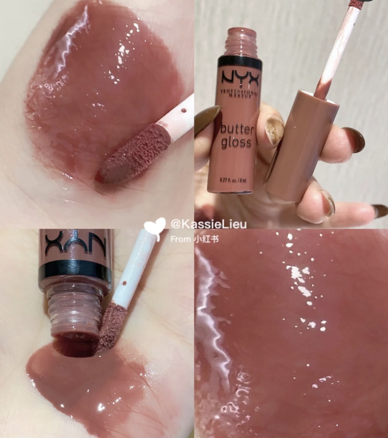 NYX butter lip glazed lip BLG16 Praline 14 17 Ginger snaps 46 47 47 49 49 51