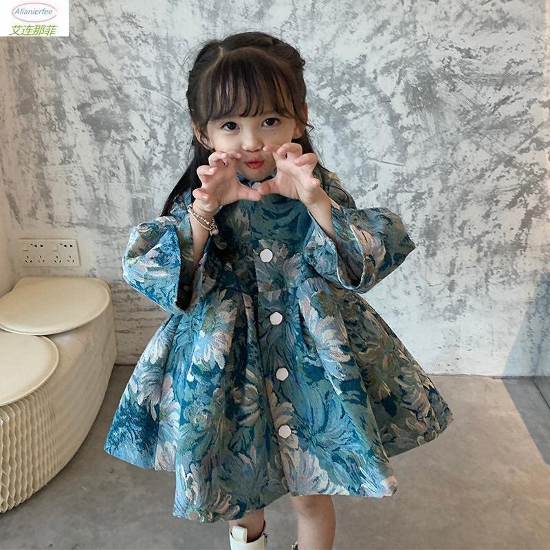 Windbreaker jacket high-end girls spring and autumn mid-length fashionable children's clothing children's baby autumn clothing new jacket foreign style