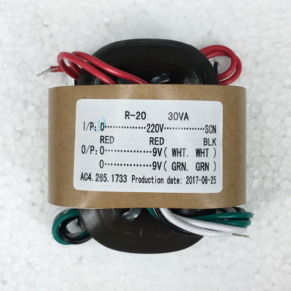 220V R type power transformer 30W 9V+9V i.e. double 9V R cow audio transformer copper wire