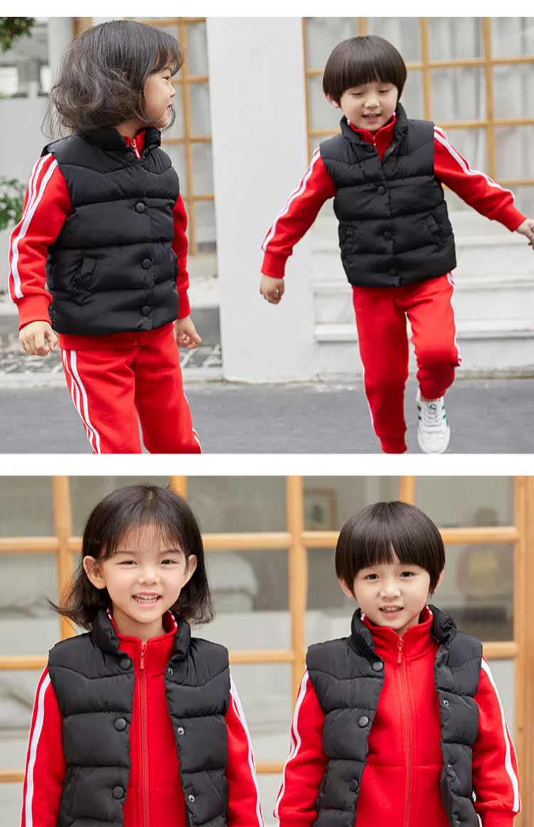 Quần áo mẫu giáo màu đỏ mùa xuân và mùa thu và mùa đông thiết lập đồng phục học sinh tiểu học phục vụ lớp học mùa thu giáo viên thể thao tùy chỉnh quần áo trẻ sơ sinh