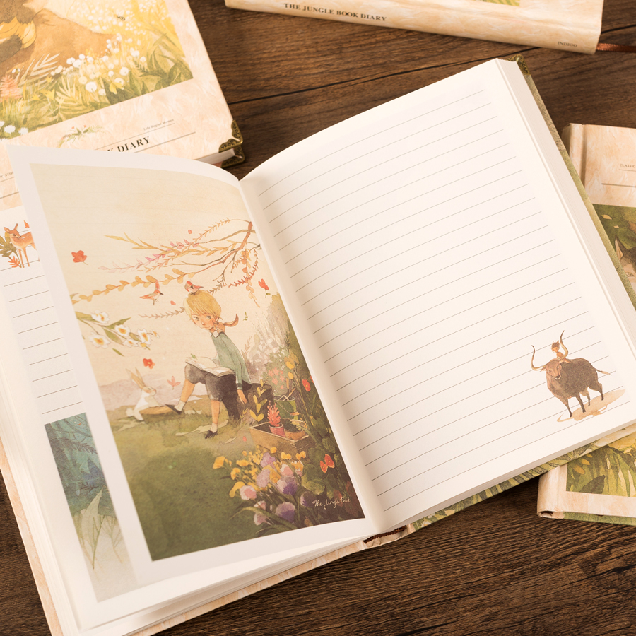 A5 Animal illustration colorpage diary horizontal color page notebook hard face account notebook students graduation gift