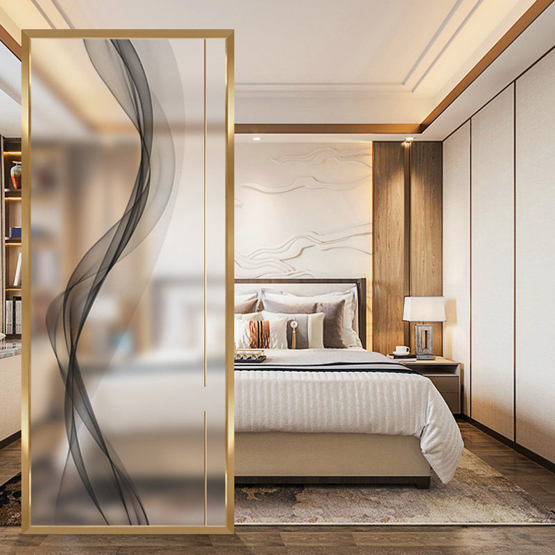 Modern minimalist decoration light luxury glass screen partition room bedroom block net red living room entry porch home