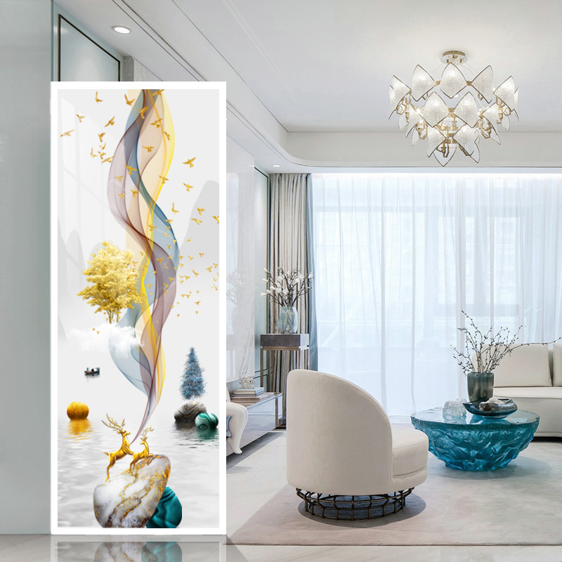 Light luxury modern minimal living room glass screen partition decorated Nordic household entry door to cover bedroom porch