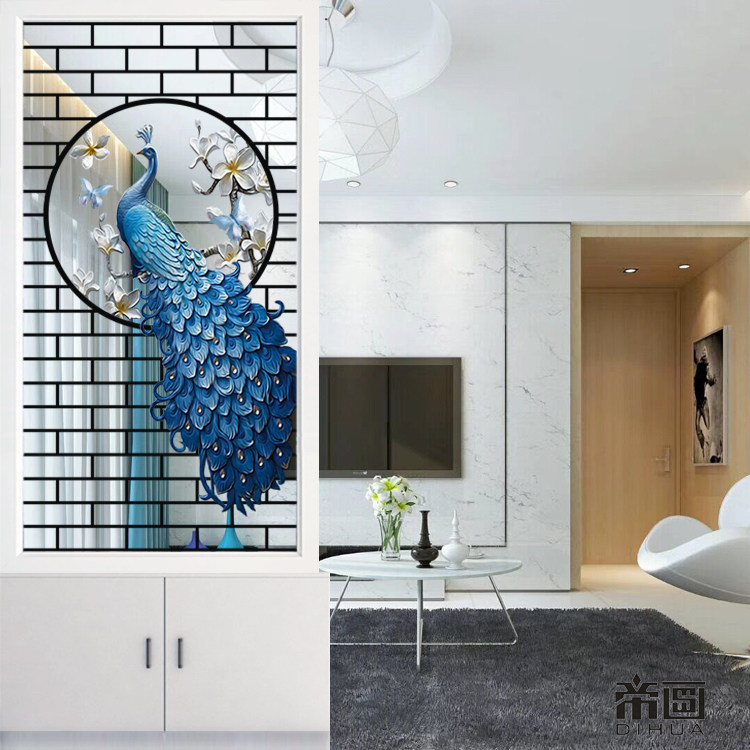 Brief New Chinese Screen Partition Modern Living-room Bedroom Double Face Frosted Glass Entrance Sheltering Fold Screen Xuan Guan Cabinet