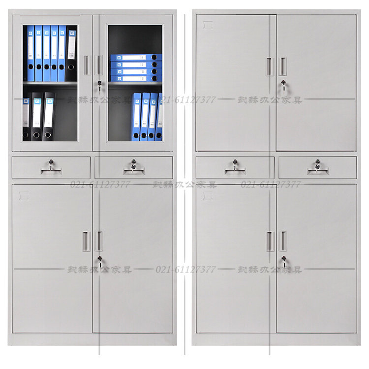 Middle two bucket file cabinet glass door bookcase office iron storage data file equipment cabinet financial voucher cabinet