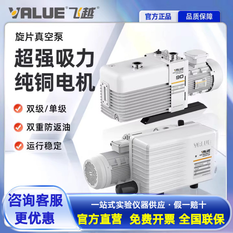 飞越旋片式真空泵实验室双级/单级抽气泵小型工业食品电动真空泵