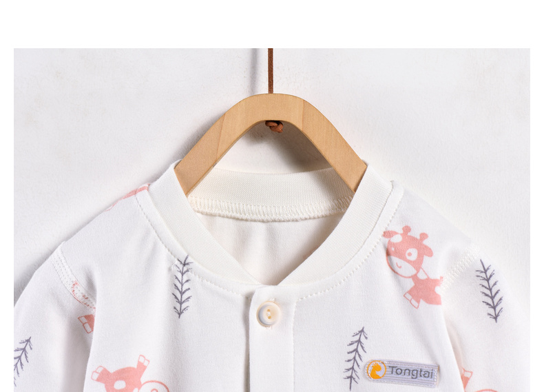 Tongtai mới bé cotton đứng cổ áo đồ lót set 3-24 tháng nam nữ cởi áo quần hai bộ đồ cho bé gái
