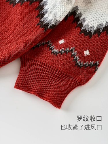 童泰 Детский свитер, зимний хлопковый кардиган, красный костюм мальчика цветочника для выхода на улицу, праздничнная трикотажная куртка