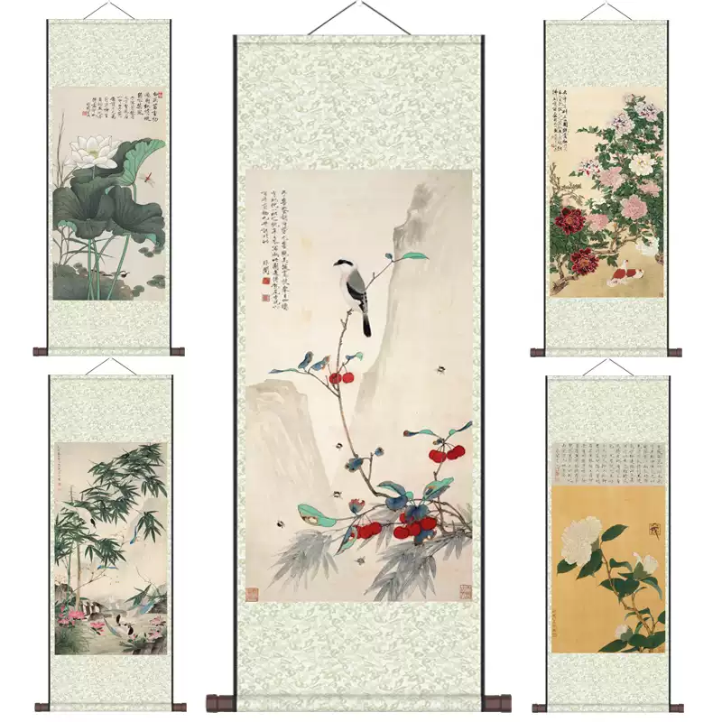 松鶴延年 掛け軸 中堂｜鶴寿図｜中国水墨花鳥画｜シルク装飾画 松鹤延年鹤寿图丝绸画卷轴画中堂挂画国画水墨画花鸟画客厅装饰