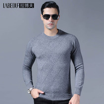 LaBov sweater male middle-aged pure cashmere casual warm round neck long sleeve winter anti-Pilling mens coat