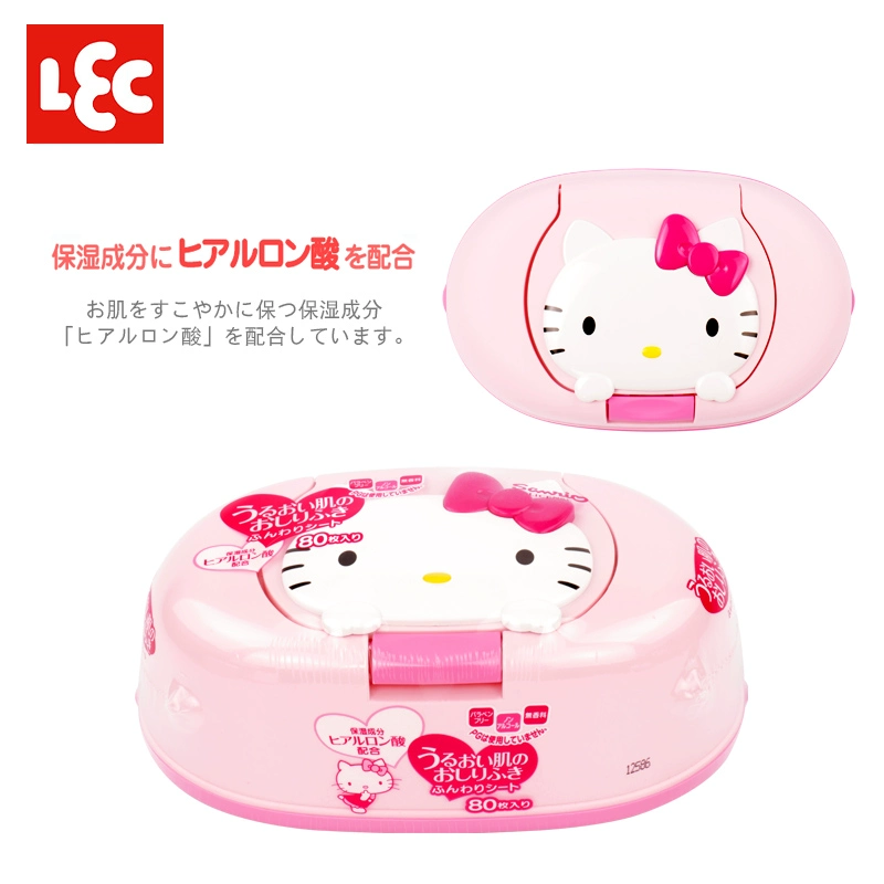 Sản xuất tại Nhật Bản nhập khẩu Lec làm mềm da khăn lau em bé hello kitty xách tay đóng hộp 80 bơm E102 - Khăn ướt
