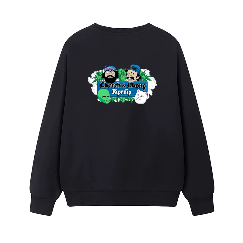 RIPNDIP Американский средний палец, сука кот, инопланетная драма, дуэт мужчина и женщина, худи с круглым вырезом, плотный хлопок