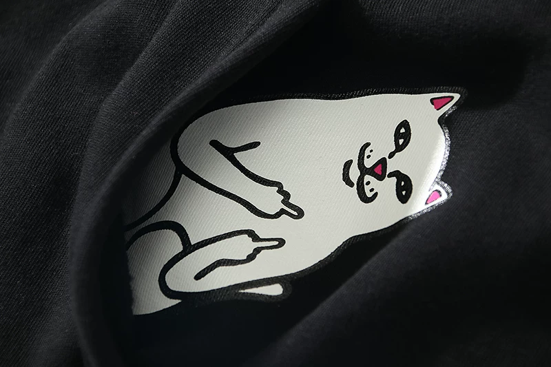 Американский бренд RIPNDIP синий свитер с кошкой-юном, карман, бархатная куртка