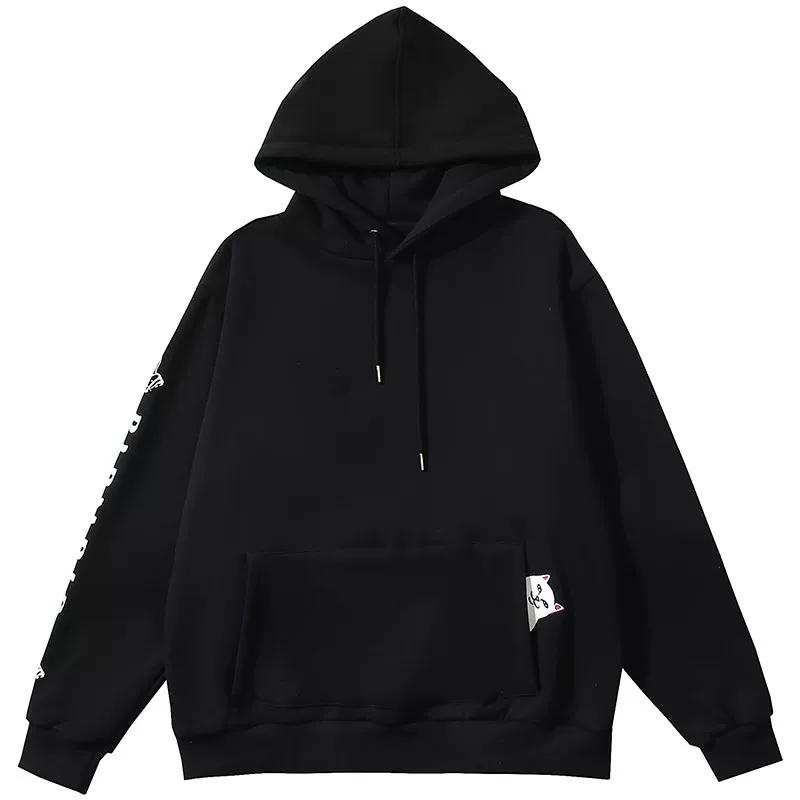 Американский бренд RIPNDIP синий свитер с кошкой-юном, карман, бархатная куртка