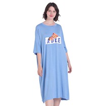 Lady Big code Home Sleeping Dress Short Sleeve Dress Mid Dress Medium Long Summer Thin Elastic Soft Comfort Air Conditioning summer