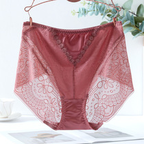 Lady Big Code Underwear Sexy Lace High Waist Triangle Pants Head Fat Mm Women Style Transparent Hollowed-out Mesh Yarn Underwear Spring Summer