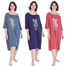 Fat mm sleepwear short sleeve sleeping dress with shoulder gattening up extra yard 200 catty easy home dress with a long style in the dress