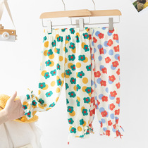 Summer children anti-mosquito pants cool and breathable comfort Harun pants light and thin girls home casual pants light cage pants long pants