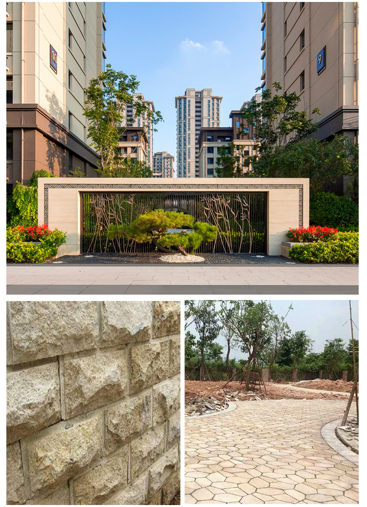 批发大理石花岗岩芝麻白灰黑火烧板黄锈石荔枝面麻石路沿侧石广场-阿里巴巴