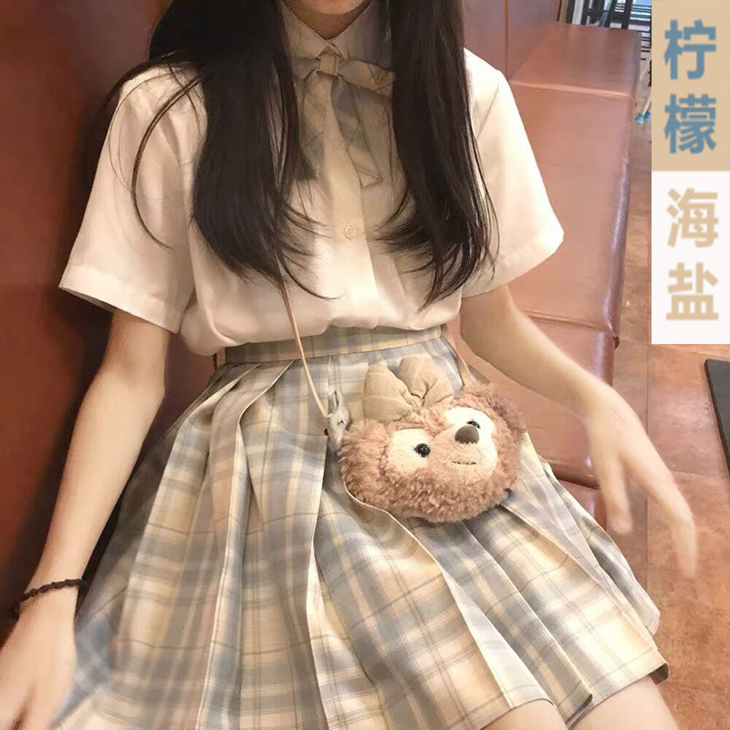 Lemon Sea Salt Jk Uniform Skirt Suit Original Students Summer and Wind Suzuki School Plexigo Skirts full set of Girl Guides