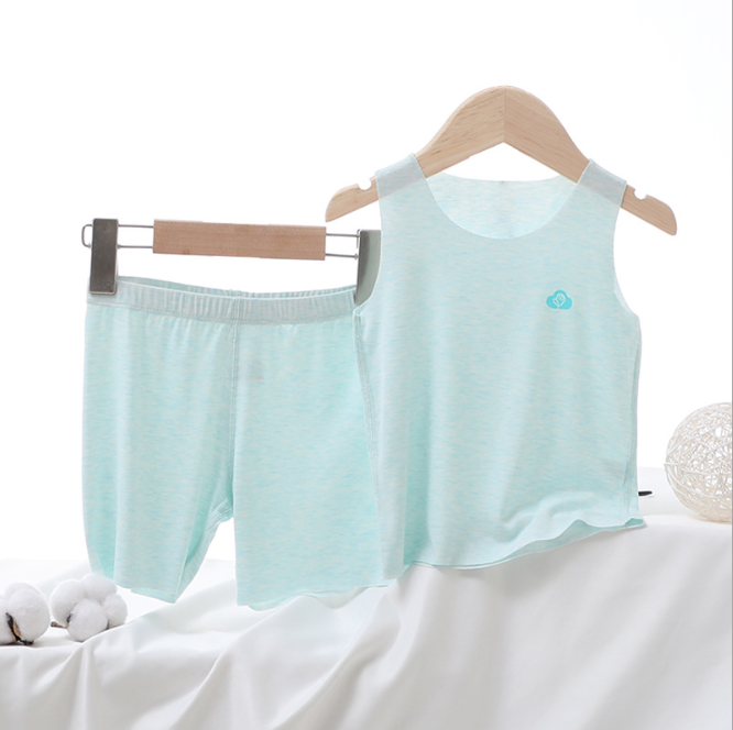 CUHK Children's Wear Colored Cotton Children's Vest Set Summer Trace Vest Arbitrary Cut Modal Shorts Collect Yarn