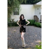 Летний дизайнерский комплект, майка топ без рукавов, юбка, французский стиль, в стиле Шанель, в цветочек