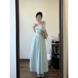 Летнее гибкое мятное трехмерное платье-комбинация, с открытой спиной