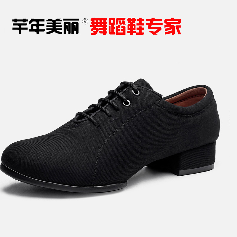 2020 Morden Men's Style Dancing Shoes Square Dance Shoes Social Dance Shoes Fabric Noodles National Standard Dance Shoes Two points Bottom Dancing Shoes