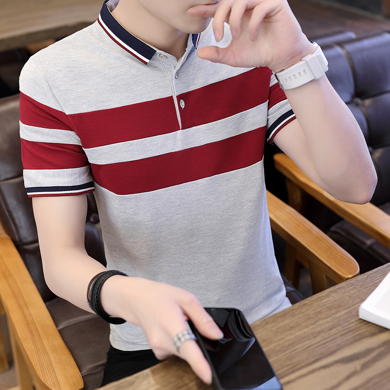 2020 ngắn tay áo thun cổ chữ V nửa tay áo phiên bản tái cổ áo sơ mi polo triều nam áo sơ mi quần áo T-shirt Hàn Quốc mùa hè bông nam