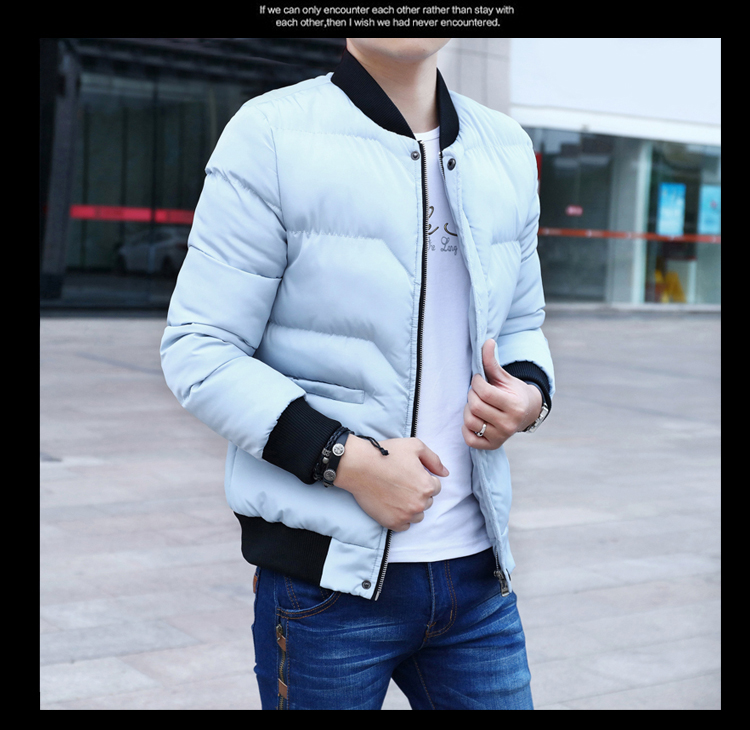 Mùa đông áo khoác nam cotton coat 2018 new thanh niên nam đẹp trai bông quần áo dải bện mùa đông dày bông xu hướng áo khoác