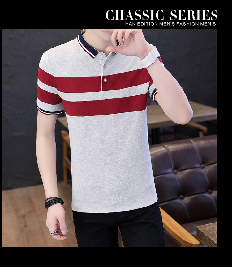 Áo thun cotton nam mùa hè 2018 ngắn tay cổ chữ V nửa tay phiên bản hàn quốc áo thun polo nam