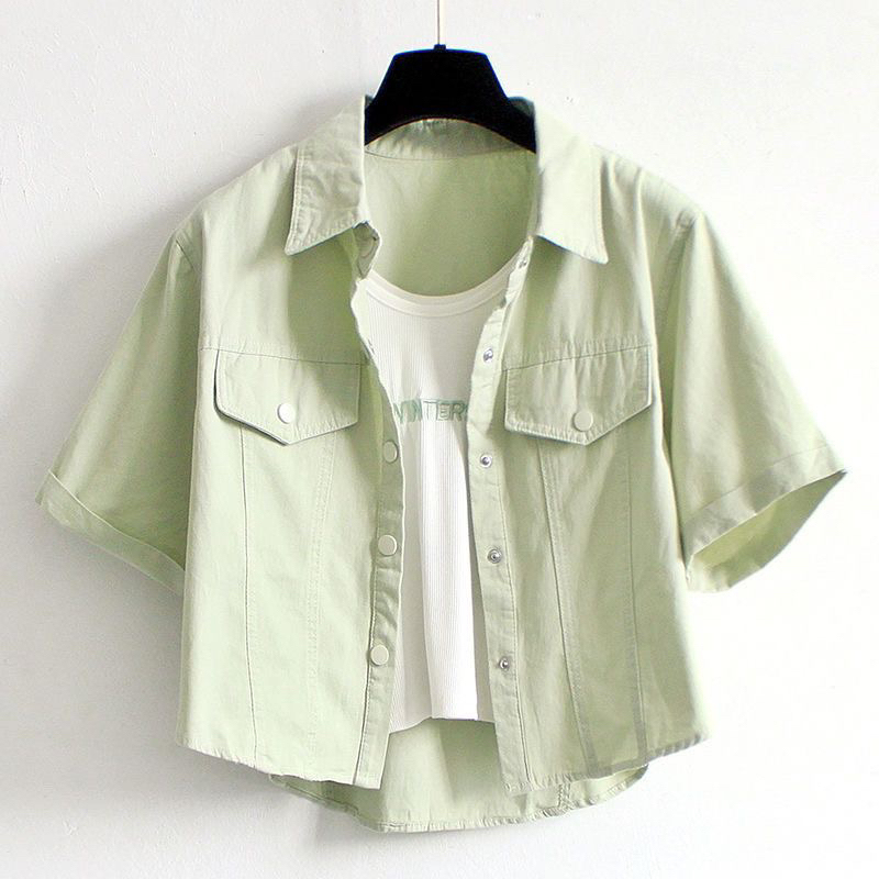 Chanel-Style Korean ins Retro Workwear Short-Sleeve Shirt for Women, 2024 Summer New Loose and Versatile Top Shirt