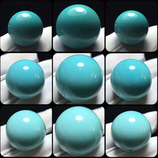 DIY аксессуары 湖北天然原矿绿松石圆珠散珠高瓷高蓝无优化原石单颗单珠配珠配饰