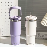 双饮手提咖啡保温杯 Высококачественная вместительная и большая трубочка со стаканом