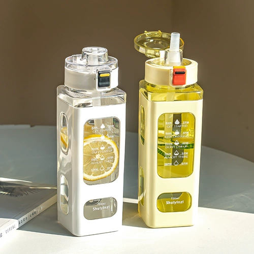 Летний квадратный высококачественный портативный пластиковый вместительный и большой стакан со стаканом, простой и элегантный дизайн