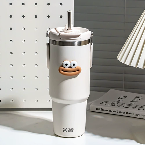 双饮手提咖啡保温杯 Высококачественная вместительная и большая трубочка со стаканом