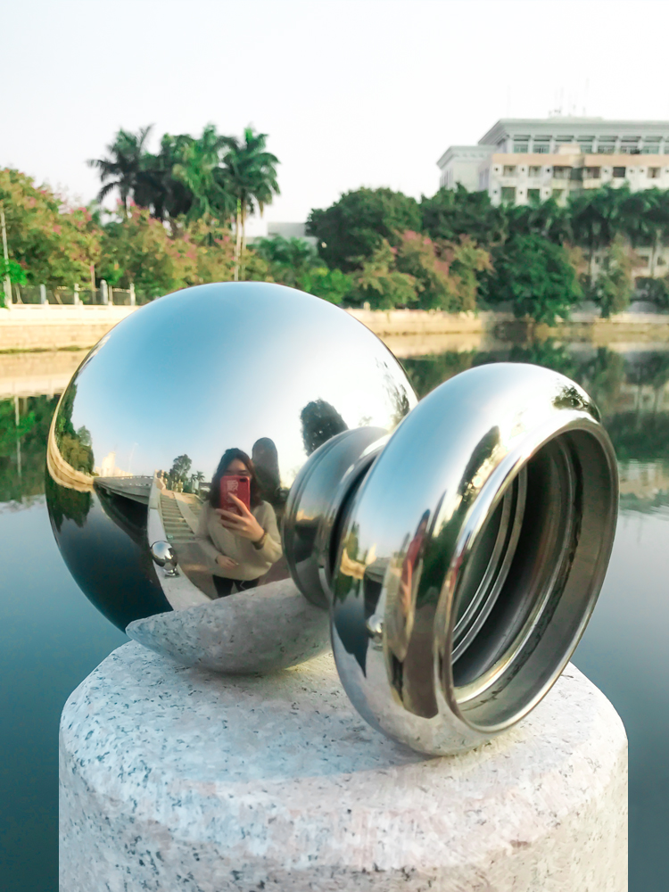 304 # Stainless steel round body ball Stair handrail decorative ball holder Gate pillar hollow ball round ball with base