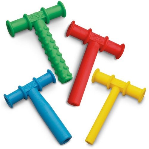 American red T-shaped teether bite stick Children's oral muscle trainer tool Speech rehabilitation Autistic vocal mandible