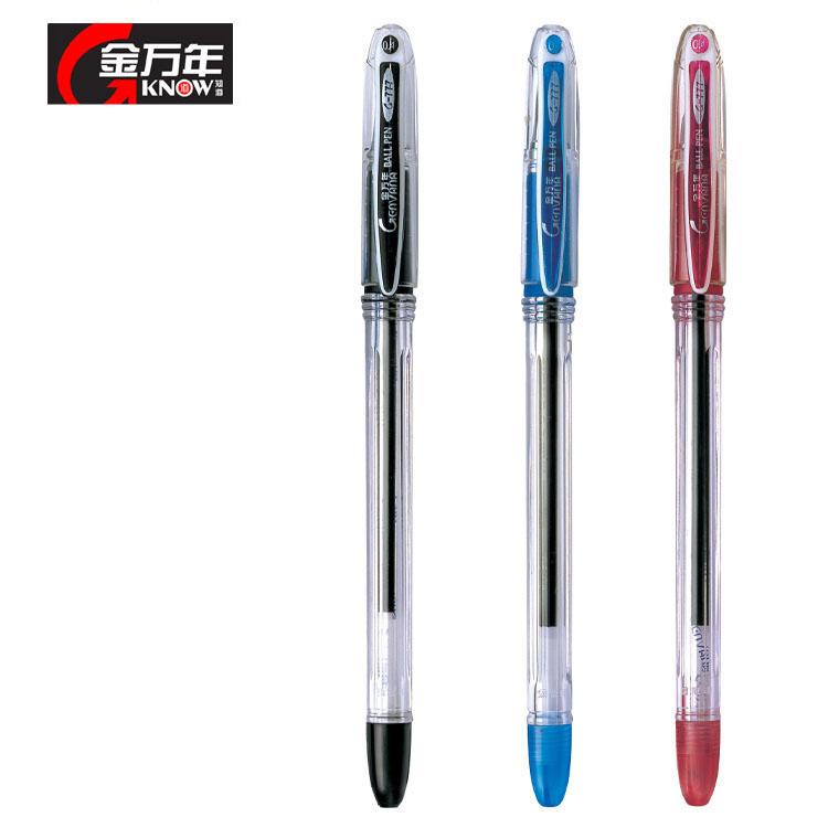 Jin Wannian ballpoint pen transparent rod oil pen super smooth ball pen G-777 students 0.4mm