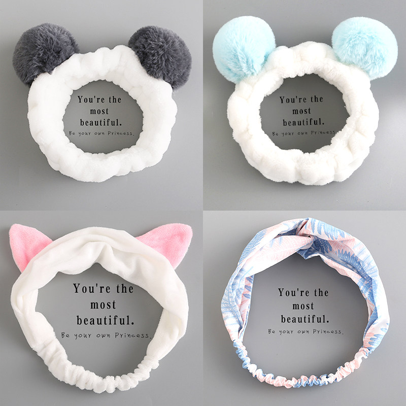 Korean cute simple mask hair bandage head cover Face washing pressure hair bandage hair hoop net red headscarf female headdress products