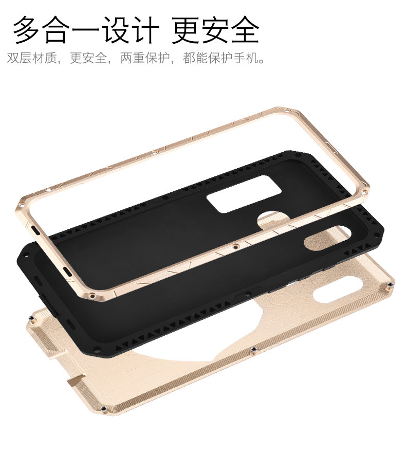 iMatch Water Resistant Shockproof Dust/Dirt/Snow-Proof Aluminum Metal Military Heavy Duty Armor Protection Case Cover for Xiaomi Mi 8