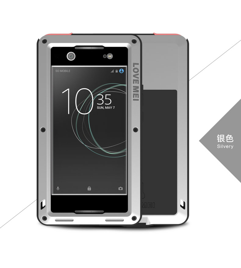 LOVE MEI Powerful Water Resistant Shockproof Dust/Dirt/Snow Proof Aluminum Metal Outdoor Gorilla Glass Heavy Duty Case Cover for SONY Xperia XA1 Ultra