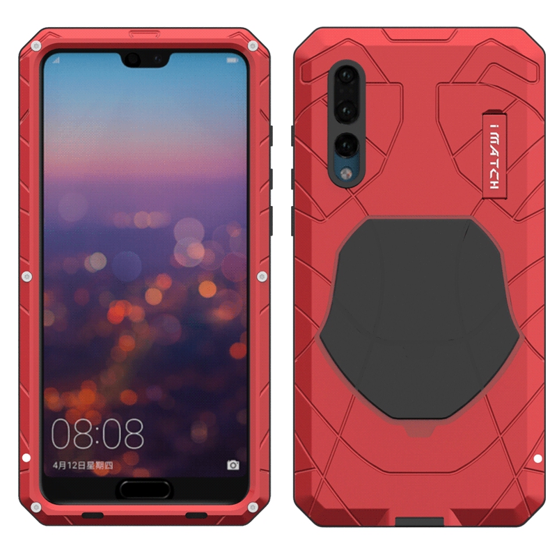 iMatch Water Resistant Shockproof Dust/Dirt/Snow-Proof Aluminum Metal Military Heavy Duty Armor Protection Case Cover for Huawei P20 & Huawei P20 Pro