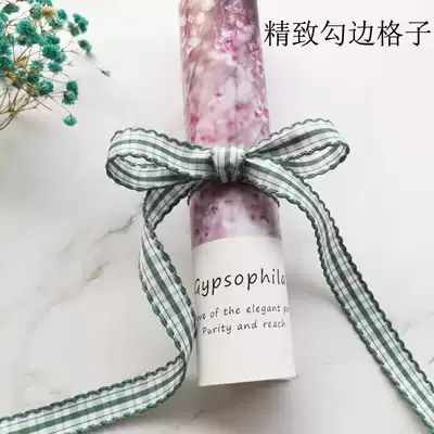 15MM new hook grid belt flower Ribbon gift box ribbon cake strap handmade diy bow material